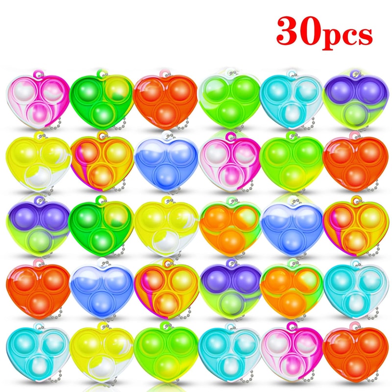 Pop Keychain Fidget Toys Bulk Push Stress Relief Set 7