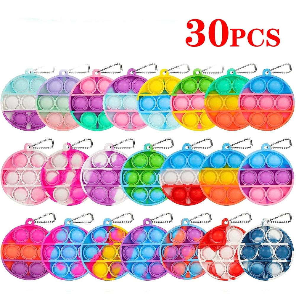 Pop Keychain Fidget Toys Bulk Push Stress Relief Set 16