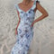 Summer Floral Printed Womens Low Cut Sleeveless Backless Slim Dress For Beach And Vacation 7