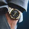 Mens Stainless Steel Rhinestone Business Watch 43mm Blue Gold Quartz 5