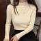 Autumn Winter Mock Neck Women Sweater Vintage Solid Knitted Pullover 9