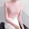 Autumn Winter Mock Neck Women Sweater Vintage Solid Knitted Pullover 11