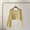 Women Long Sleeve Crochet Knit Crop Top Beach Vacation Pullover 10