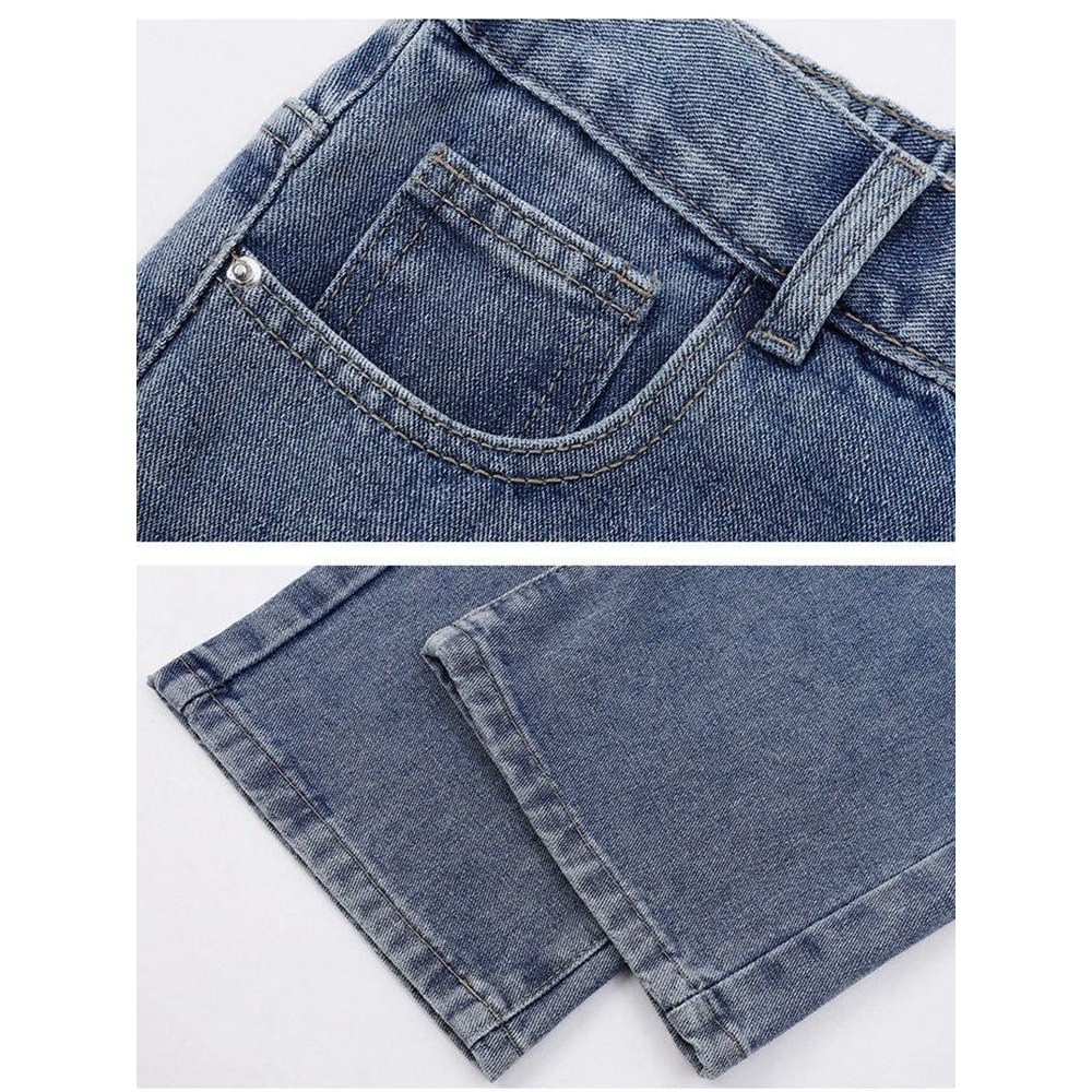 Men Casual Straight Denim Jeans Classic Wide Leg Pants 5