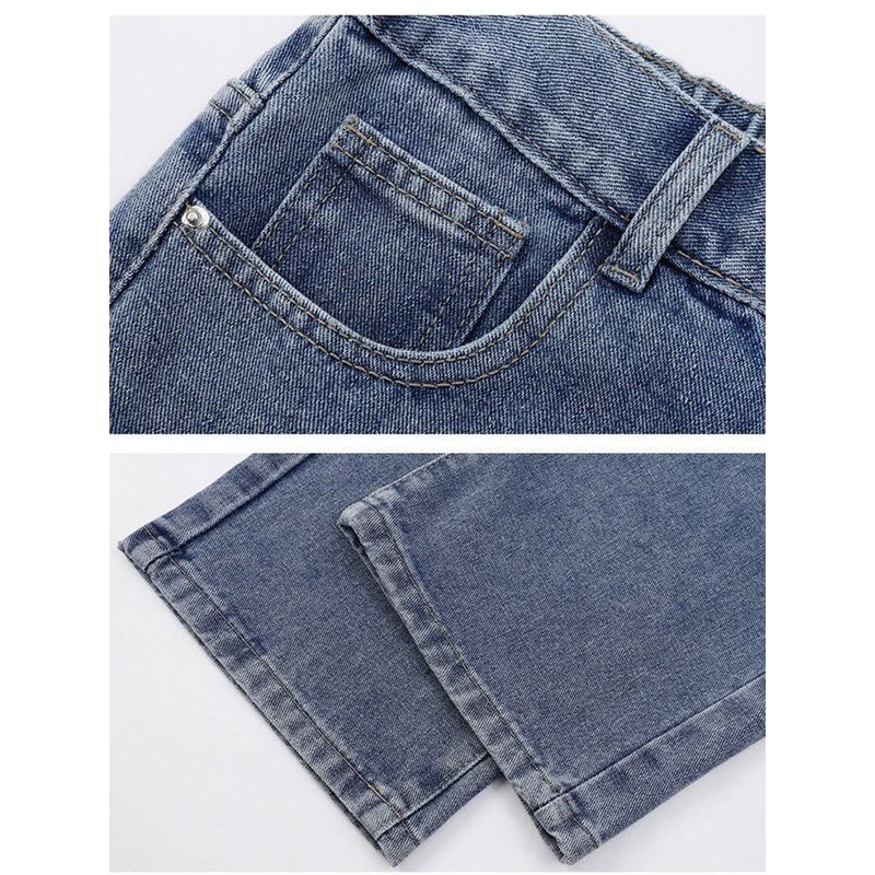 Men Casual Straight Denim Jeans Classic Wide Leg Pants 5