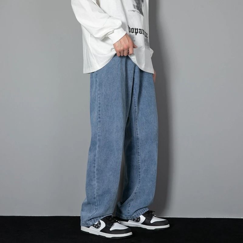 Men Casual Straight Denim Jeans Classic Wide Leg Pants 6