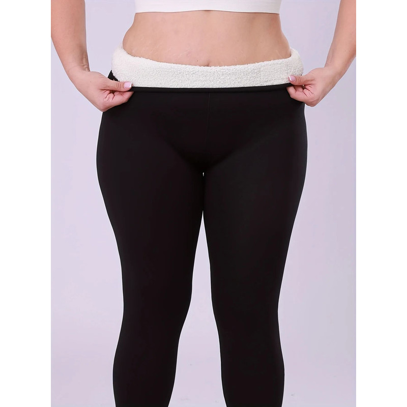 Plus Size High Waisted Fleece Lined Leggings For Women Warm Thick Stretch Long Pants 1
