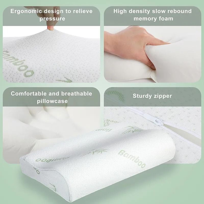 Bamboo Memory Foam Pillow 50 X 30 Cm 1