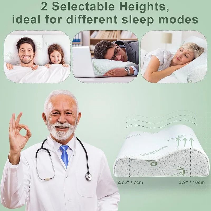 Bamboo Memory Foam Pillow 50 X 30 Cm 2