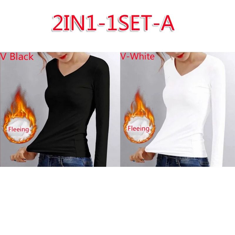 Women German Velvet Thermal Bottoming Shirt Long Sleeve Top 10