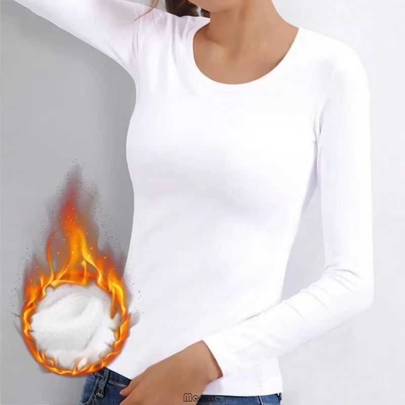 Women German Velvet Thermal Bottoming Shirt Long Sleeve Top 1