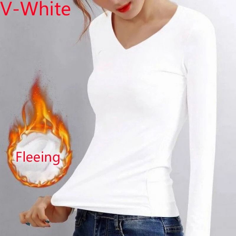 Women German Velvet Thermal Bottoming Shirt Long Sleeve Top 6