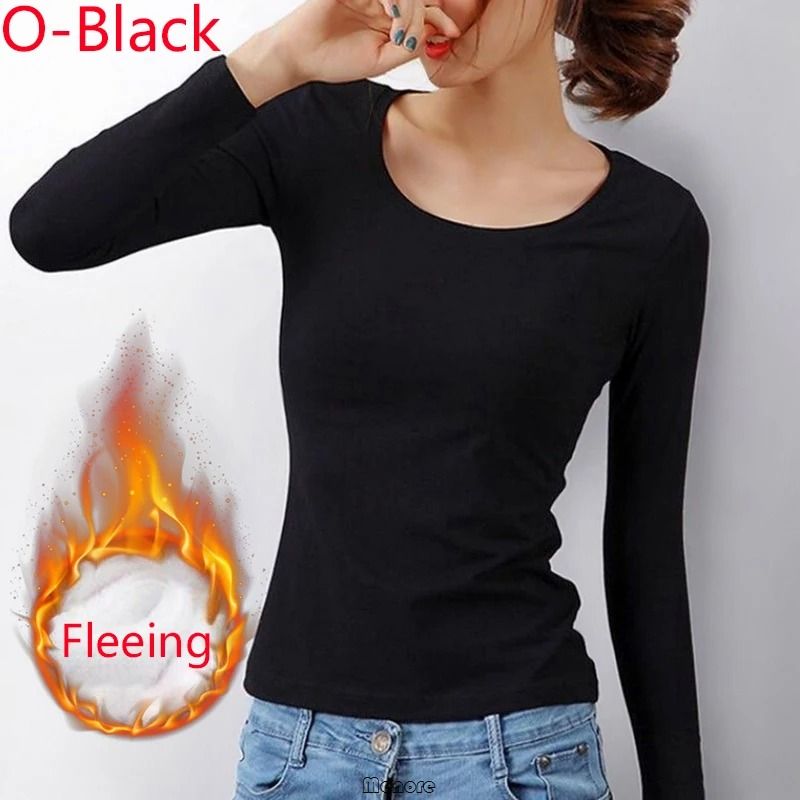 Women German Velvet Thermal Bottoming Shirt Long Sleeve Top 7