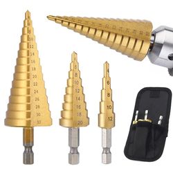 titanium coated hss step drill bit 4 to 32 mm and 4 to 20 mm cone drill tool