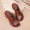 Women Thick Heeled Soft Leather Fish Mouth Slippers Mid Heel Sandals 3