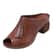 Women Thick Heeled Soft Leather Fish Mouth Slippers Mid Heel Sandals 4