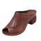 Women Thick Heeled Soft Leather Fish Mouth Slippers Mid Heel Sandals 4