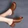 Women Thick Heeled Soft Leather Fish Mouth Slippers Mid Heel Sandals 7