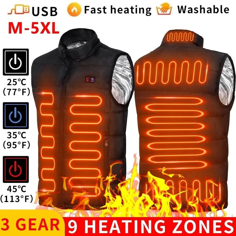 9 Zone Heated Vest USB Powered Graphene Jacket For Men And Women 0