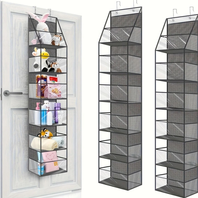 Door Mounted Yarn Storage Organizer For Knitting And Crochet With Transparent Bags And Hooks 1