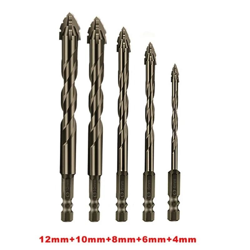 Four Edge Serrated Eccentric Drill Bit Set For Tile Glass And Concrete 7