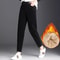 Women Corduroy Warm Pants With Thick Plush Lining High Waist Casual Harem Trousers 6