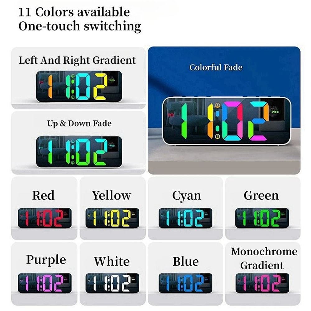 RGB Digital Alarm Clock With LED Display And Dual Alarm Function 1