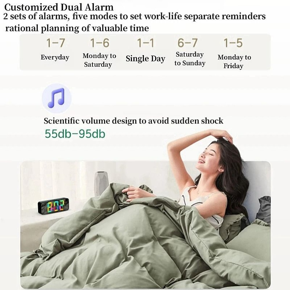RGB Digital Alarm Clock With LED Display And Dual Alarm Function 2