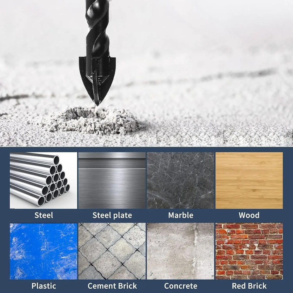 Concrete Drill Bit Kit 10 Piece Set For Glass Plastic Wood And Brick 3
