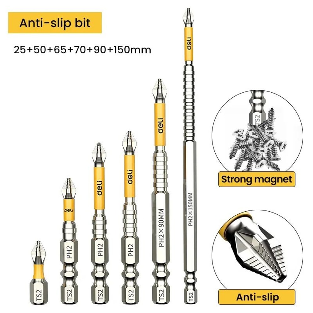 Non Slip PH2 Magnetic Batch Bit Cross Screwdriver Set 7
