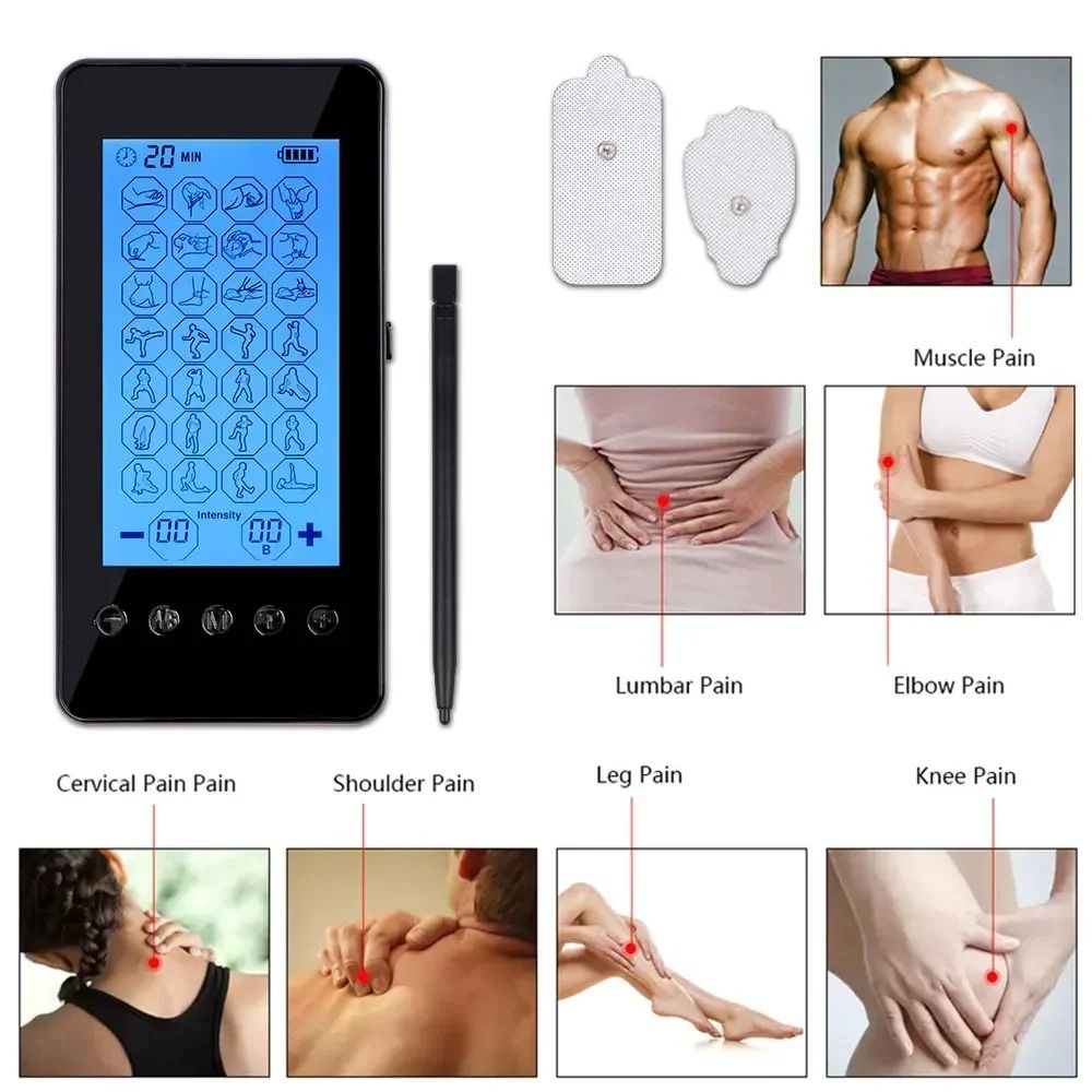 28 Mode TENS Electric Pulse Body Massager With LCD Touch Dual Output 4