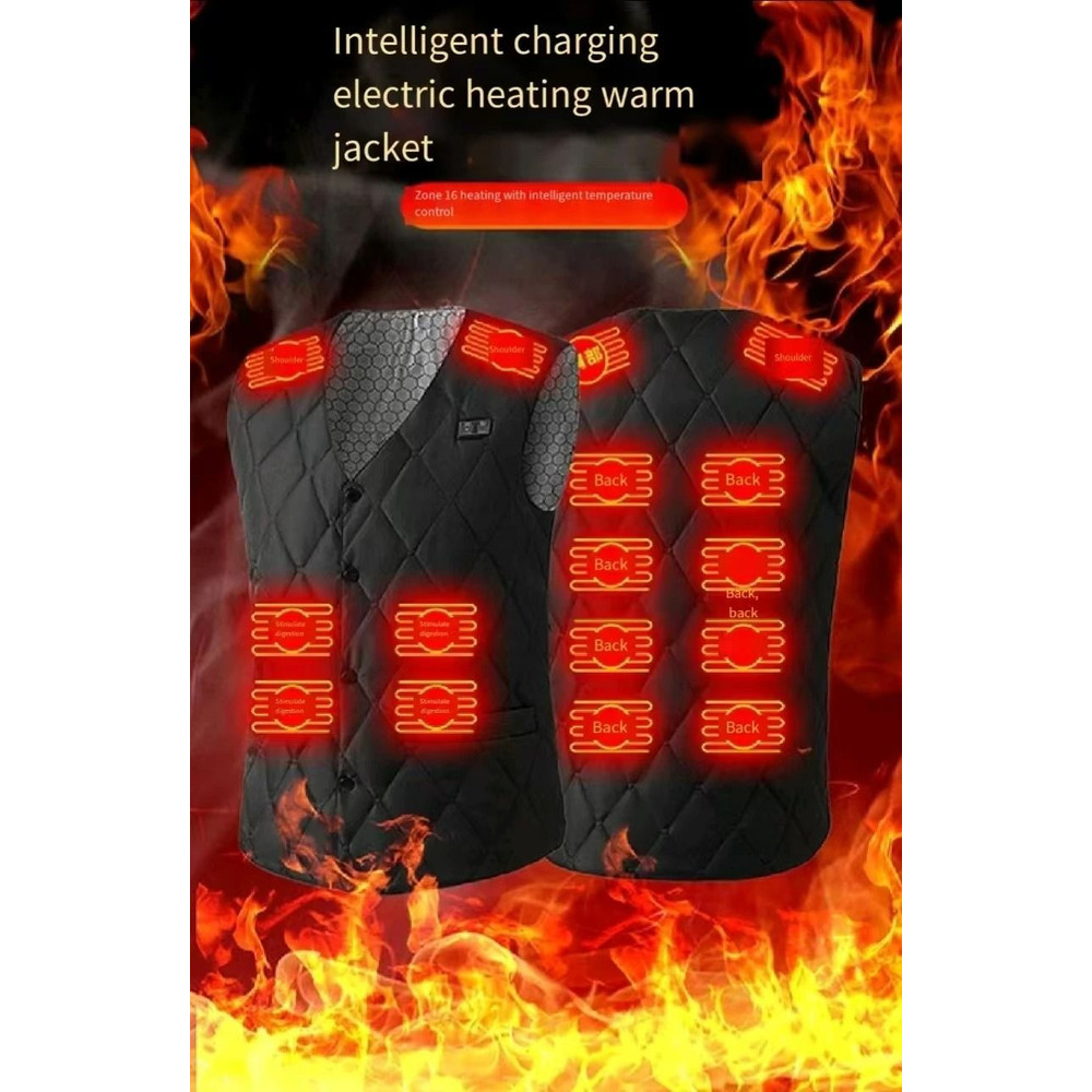 Dual Control Sixteen Zone USB DC Electric Heating Vest For Men Winter Warm Thermal Vest 0