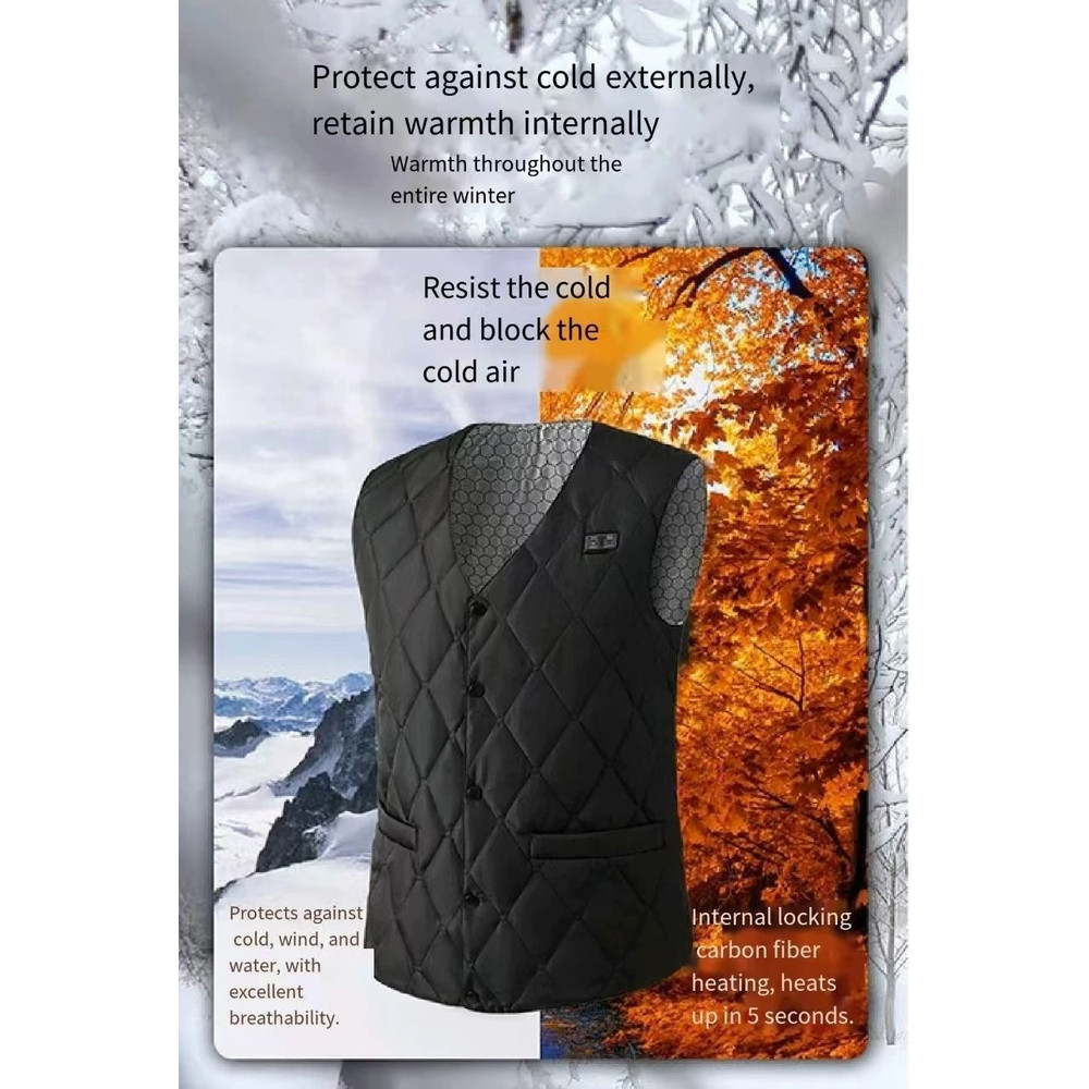 Dual Control Sixteen Zone USB DC Electric Heating Vest For Men Winter Warm Thermal Vest 1