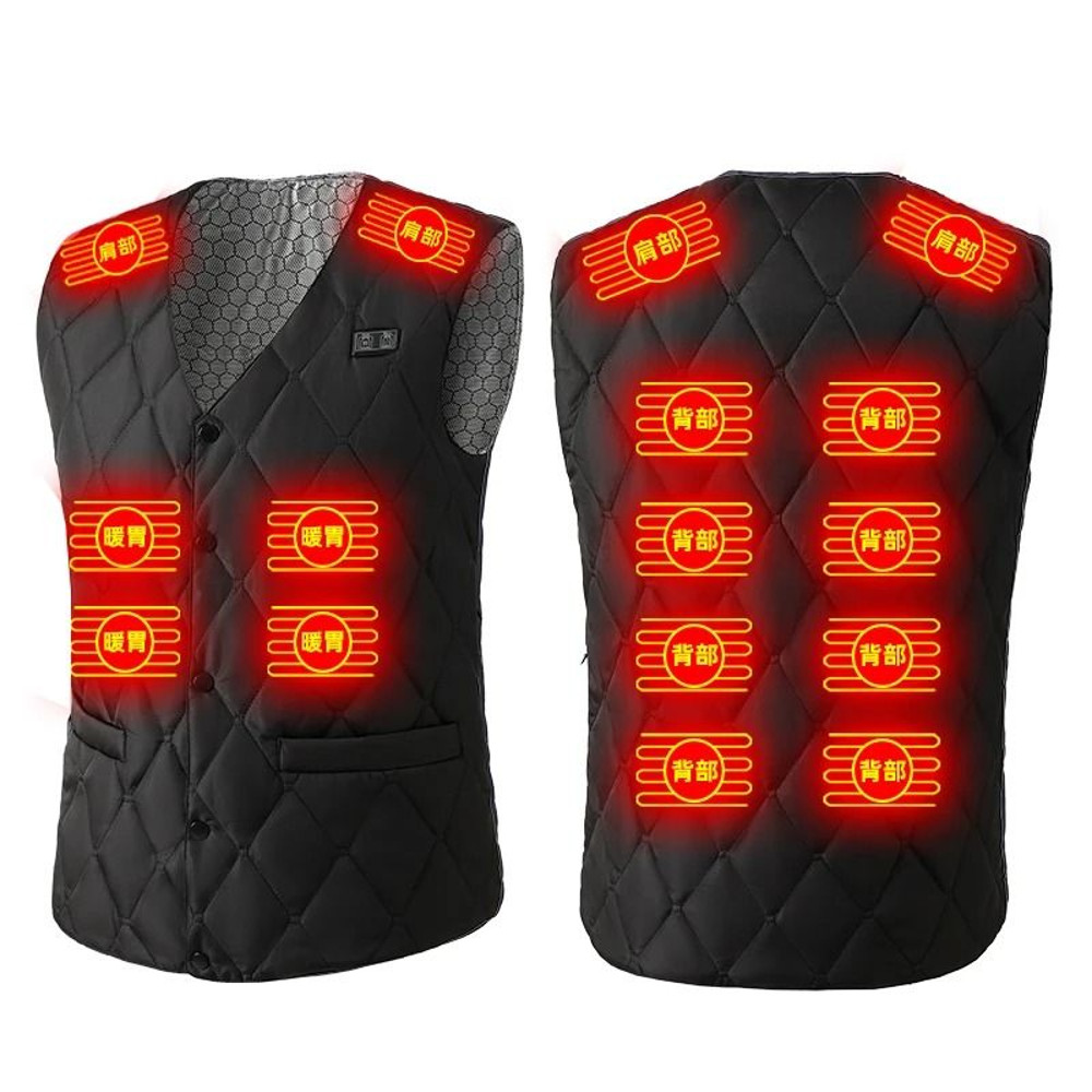 Dual Control Sixteen Zone USB DC Electric Heating Vest For Men Winter Warm Thermal Vest 3