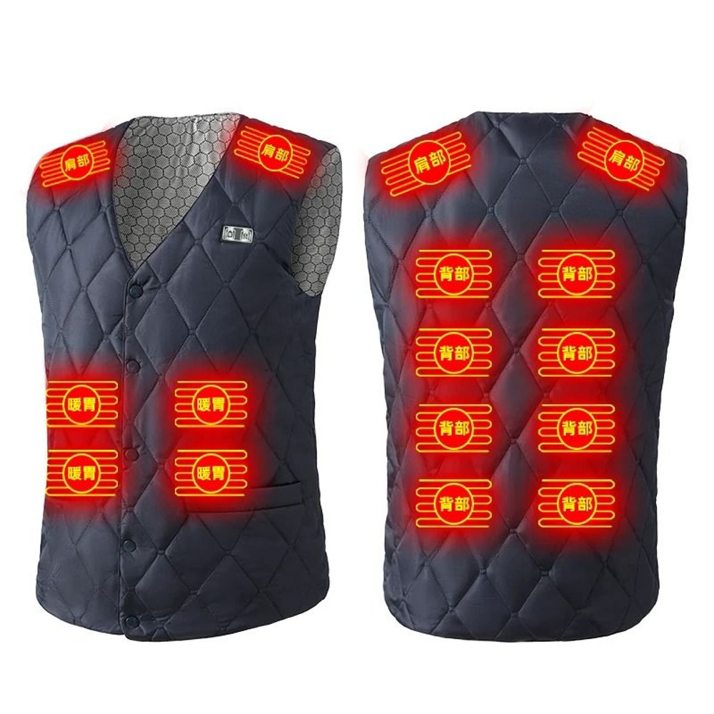 Dual Control Sixteen Zone USB DC Electric Heating Vest For Men Winter Warm Thermal Vest 4
