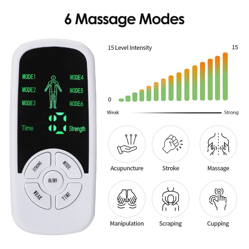 EMS Electric Muscle Stimulator TENS Acupuncture Physiotherapy Body Massager With 4 Or 8 Electrode P 3