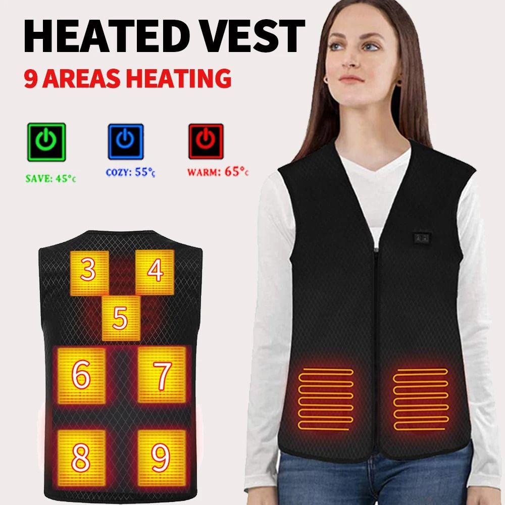 Nine Zone USB Heated Vest Winter Electric Heating Jacket For Men And Women 2