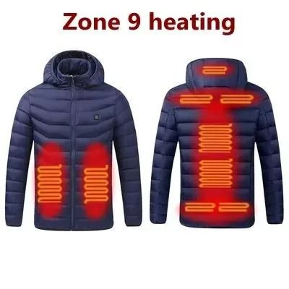 Men Heated Down Jacket USB Winter Padded Parka Outdoor Electric Thermal Coat 8