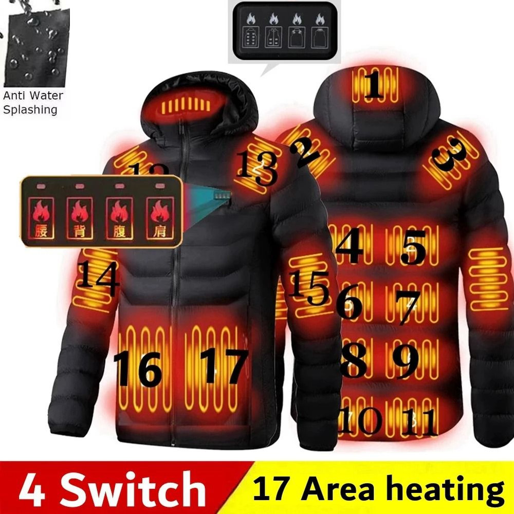 Men Heated Down Jacket USB Winter Padded Parka Outdoor Electric Thermal Coat 1