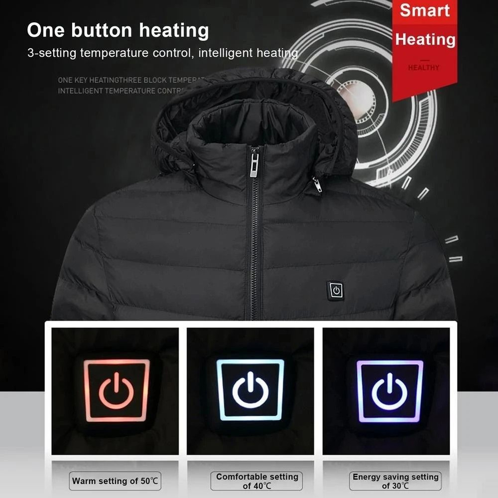 Men Heated Down Jacket USB Winter Padded Parka Outdoor Electric Thermal Coat 4