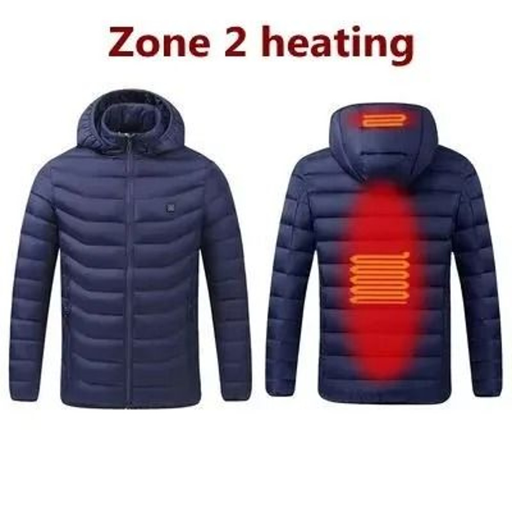 Men Heated Down Jacket USB Winter Padded Parka Outdoor Electric Thermal Coat 6