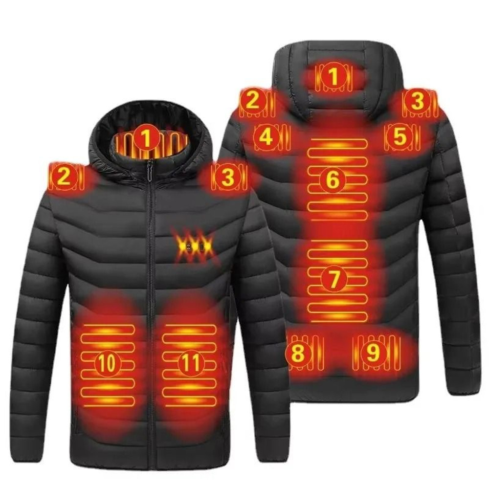 Men Heated Down Jacket USB Winter Padded Parka Outdoor Electric Thermal Coat 9