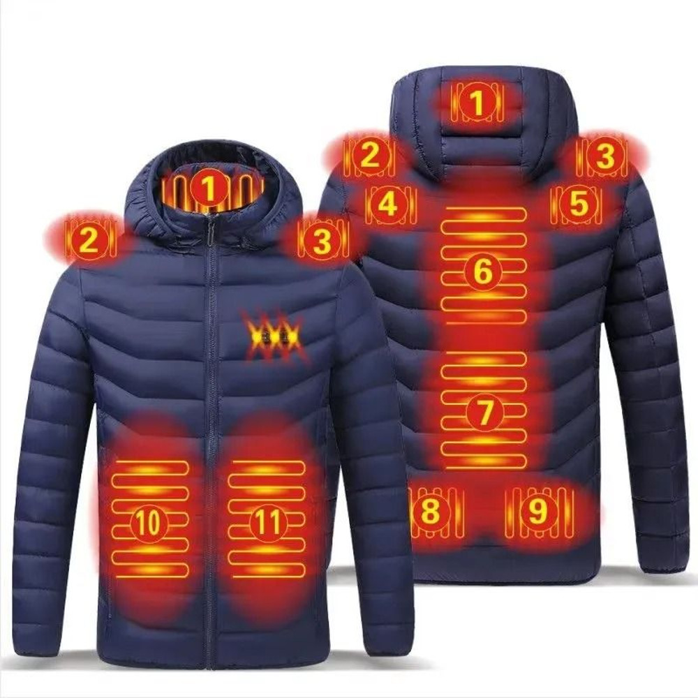 Men Heated Down Jacket USB Winter Padded Parka Outdoor Electric Thermal Coat 10