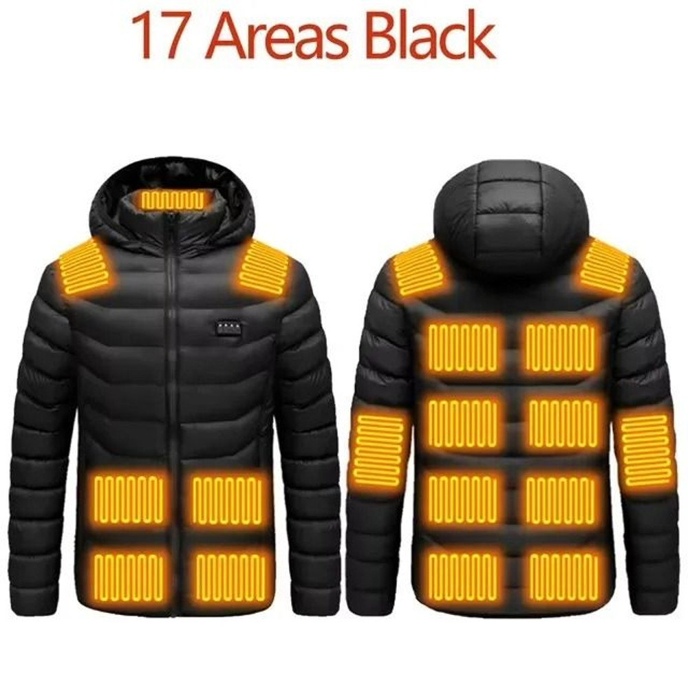 Men Heated Down Jacket USB Winter Padded Parka Outdoor Electric Thermal Coat 11