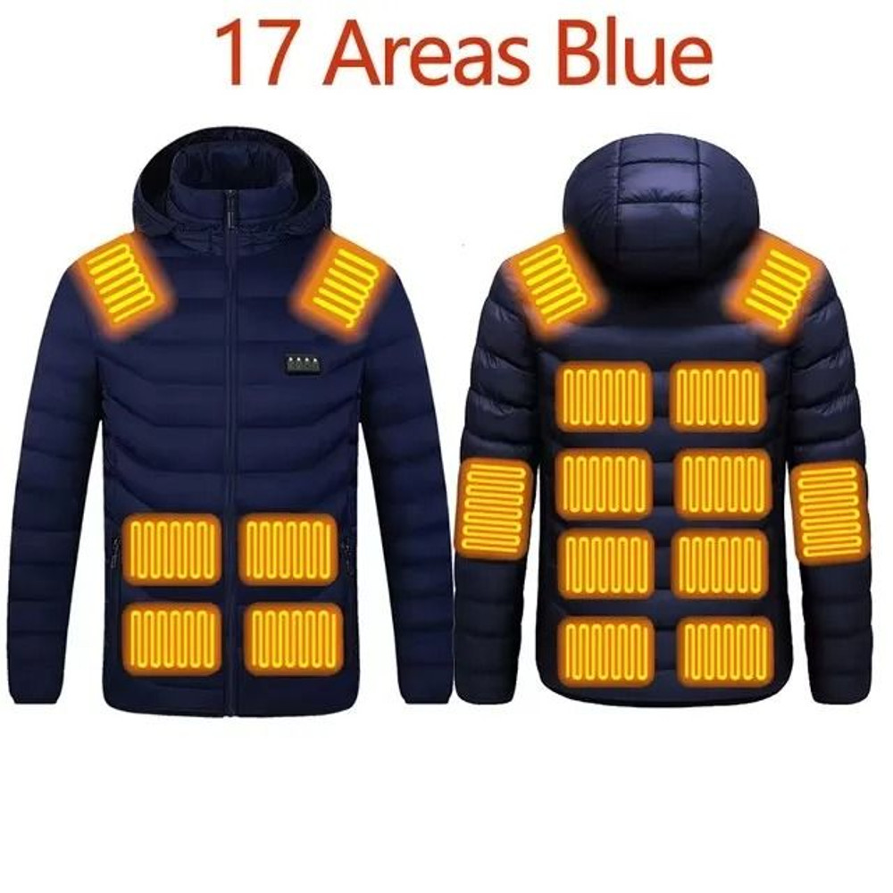 Men Heated Down Jacket USB Winter Padded Parka Outdoor Electric Thermal Coat 12