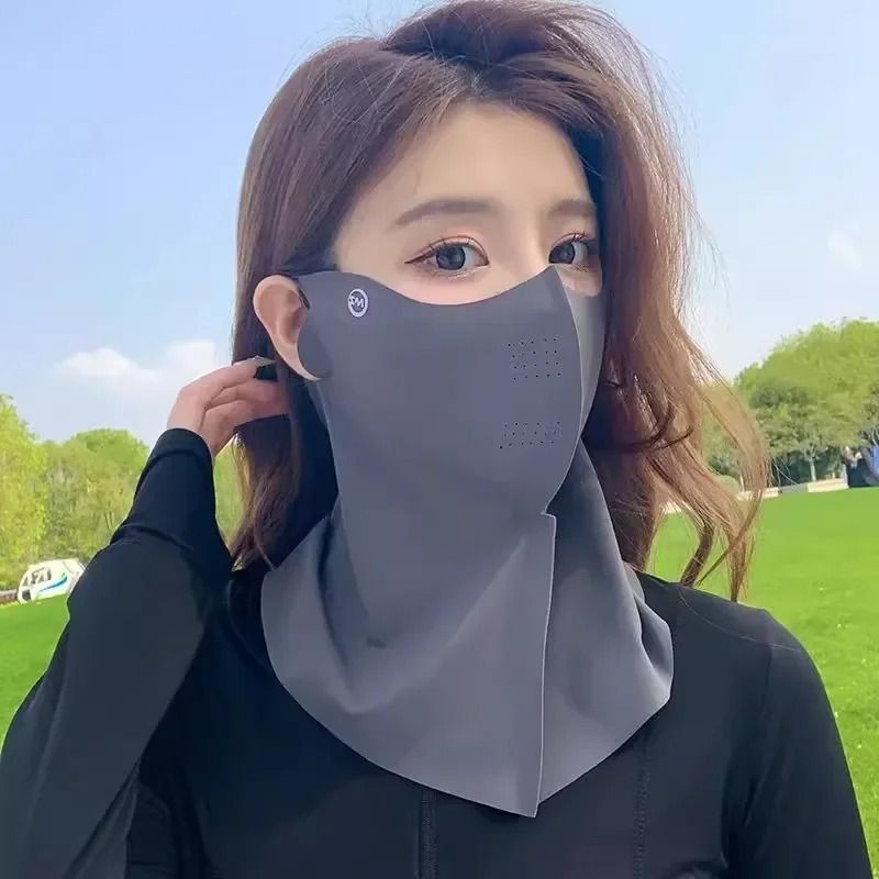 Women Summer UV Protection Neck Scarf Ice Silk Face Mask Cover Outdoor Wrap 8