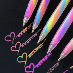 glitter gel highlighter pens set 6 vibrant colors 1.2 mm