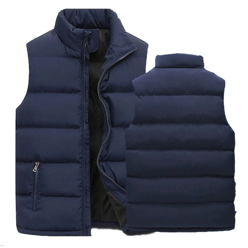 Mens Warm Vest Jacket Waterproof Sleeveless Zipper Coat With Stand Collar 3