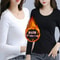 O Neck Long Sleeve Fleece Heating Fiber Thermal T Shirt Women Winter Bottoming Cropped Top Casual S 11