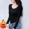 O Neck Long Sleeve Fleece Heating Fiber Thermal T Shirt Women Winter Bottoming Cropped Top Casual S 2